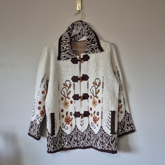Vintage Sweaters - Vintage Cabincore Grandpa Cardigan Sweater Coat, Size L